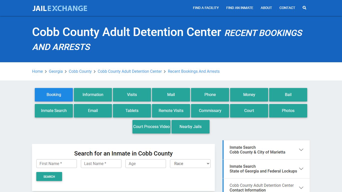 Cobb County Adult Detention Center Recent Bookings And Arrests