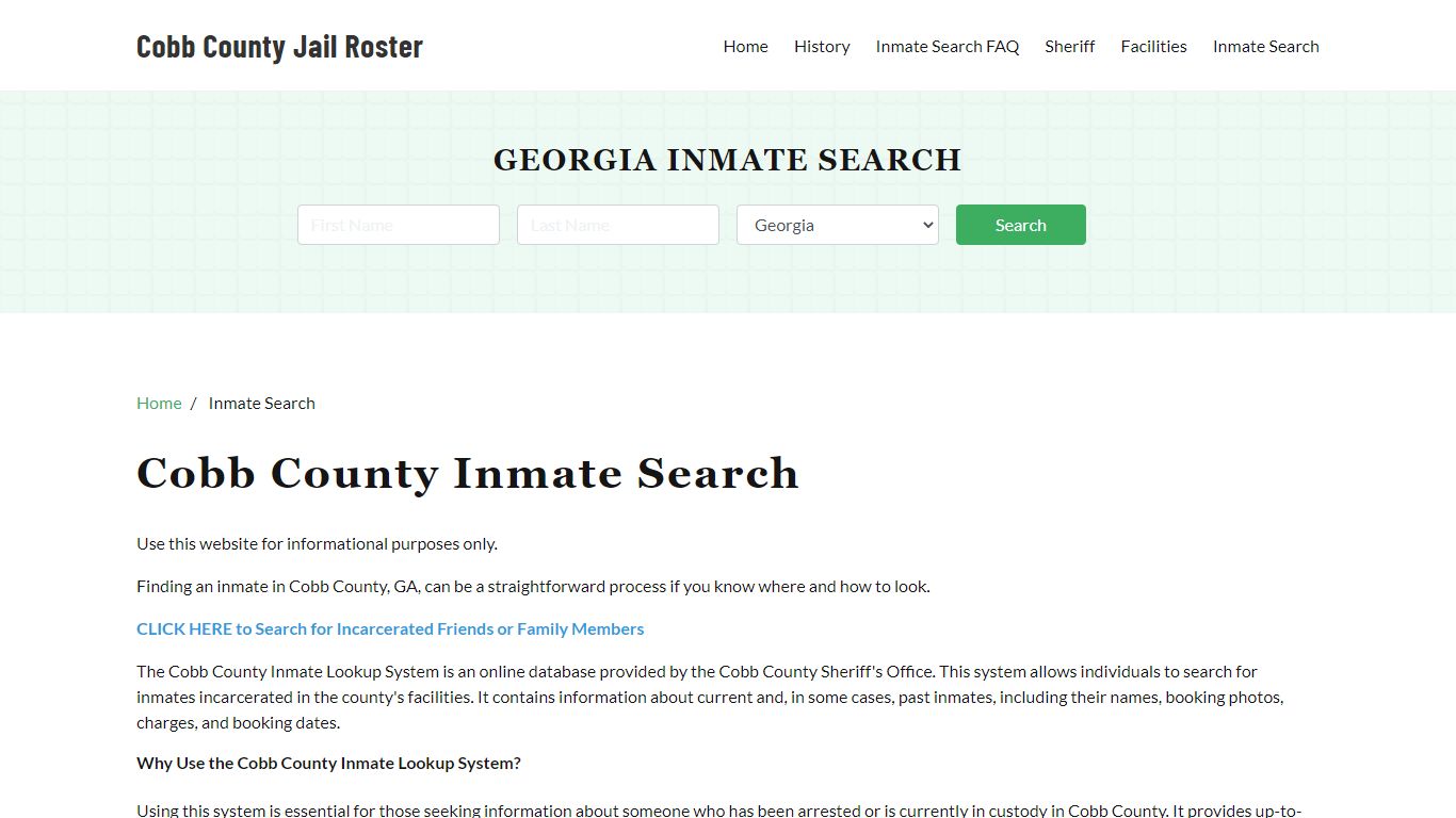 Cobb County, GA Detainee Lookup